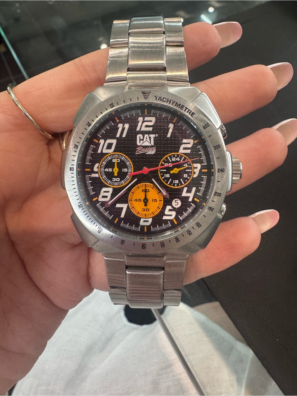 New CAT Big Twist 24 Chrono Men's Stainless Steel Watch (Black/Yellow Dial) - Picture 2 of 6